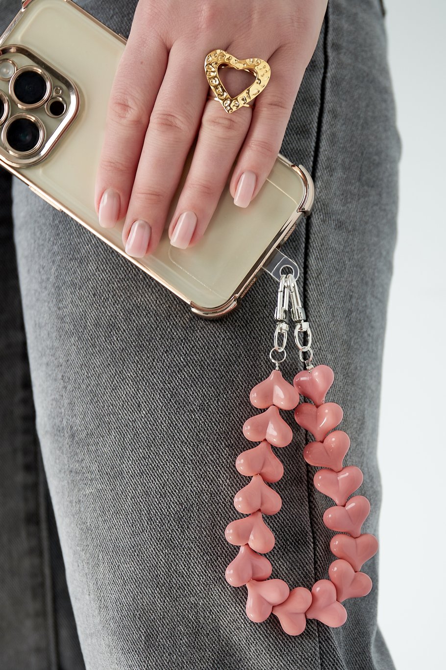 Telefoonkoort hartjes Roze