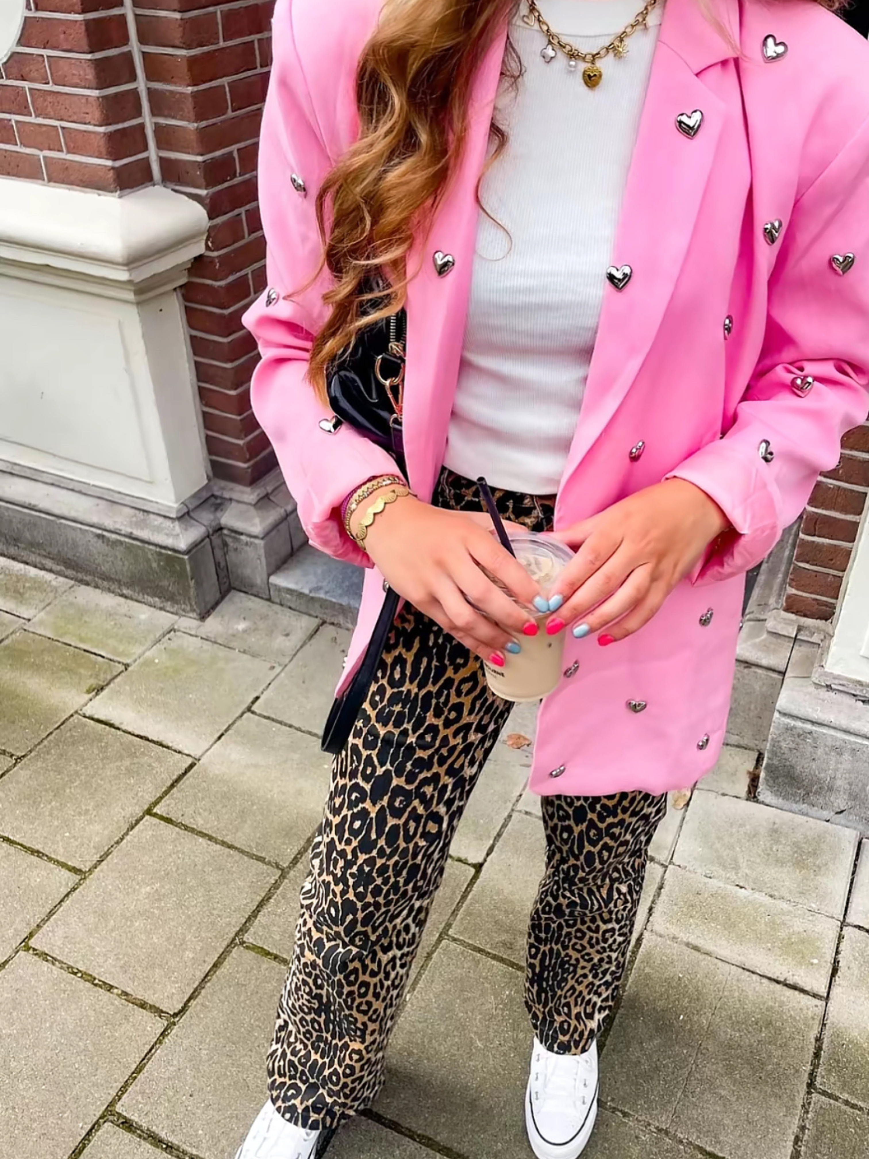 Milou roze blazer met hartjes