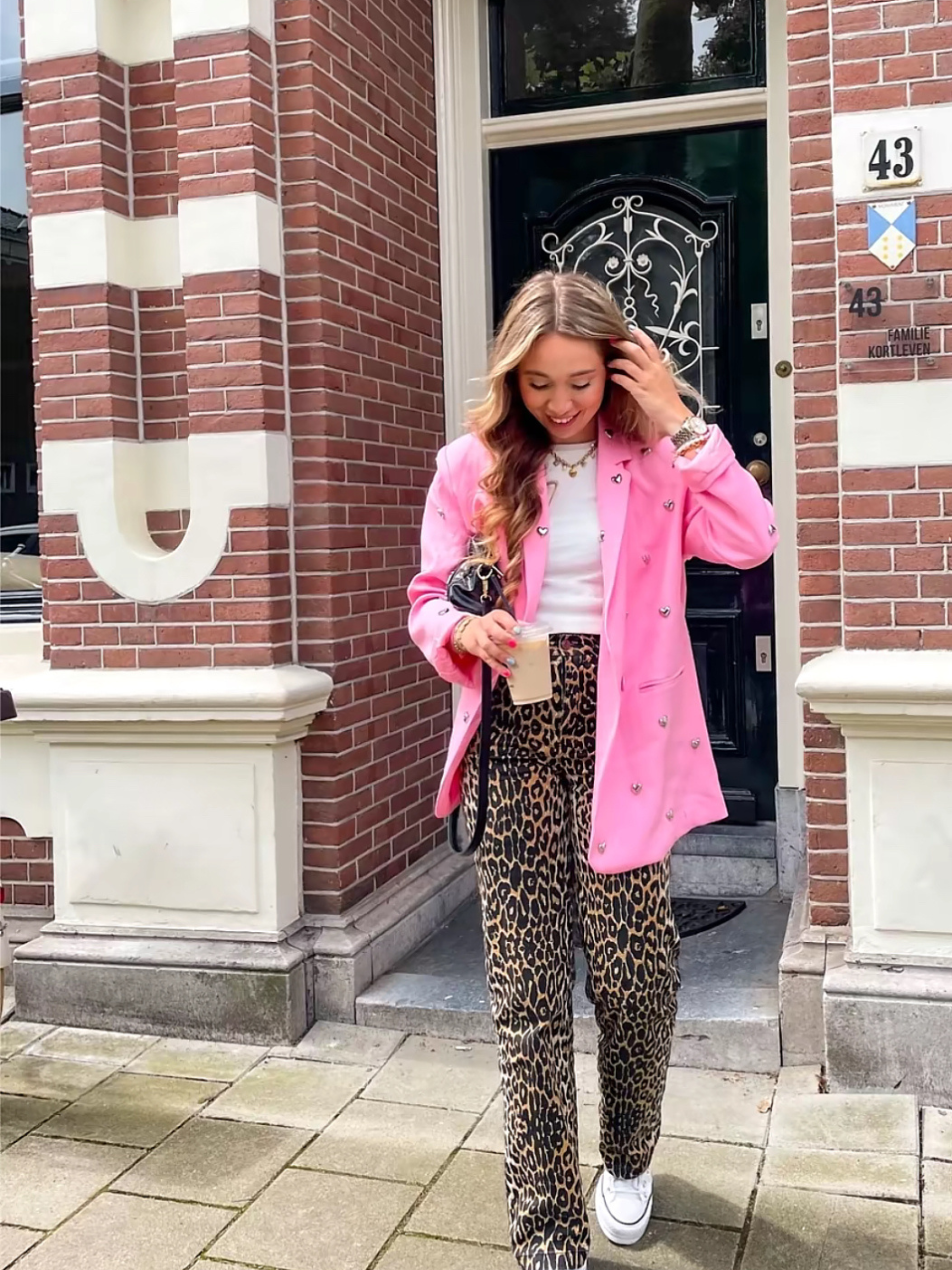 Milou roze blazer met hartjes