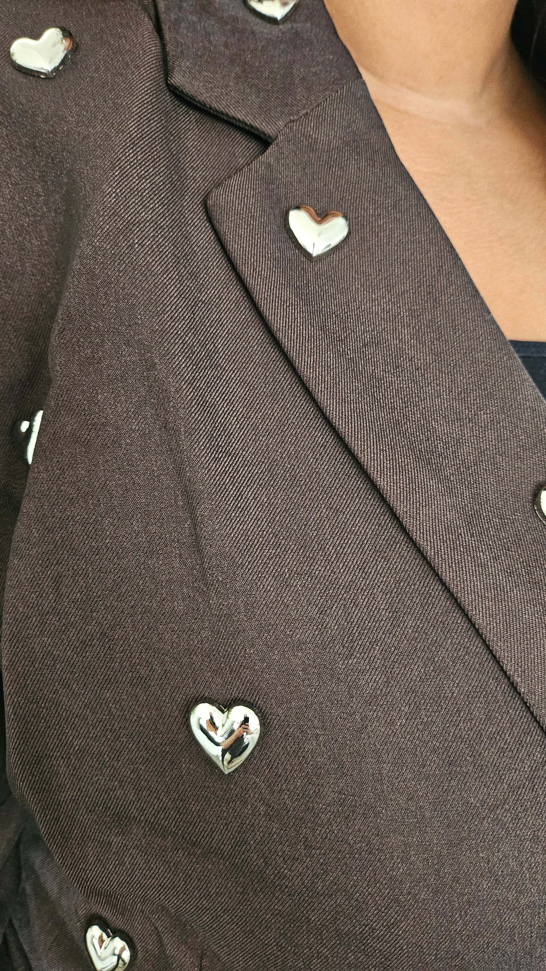 Milou bruine blazer met hartjes