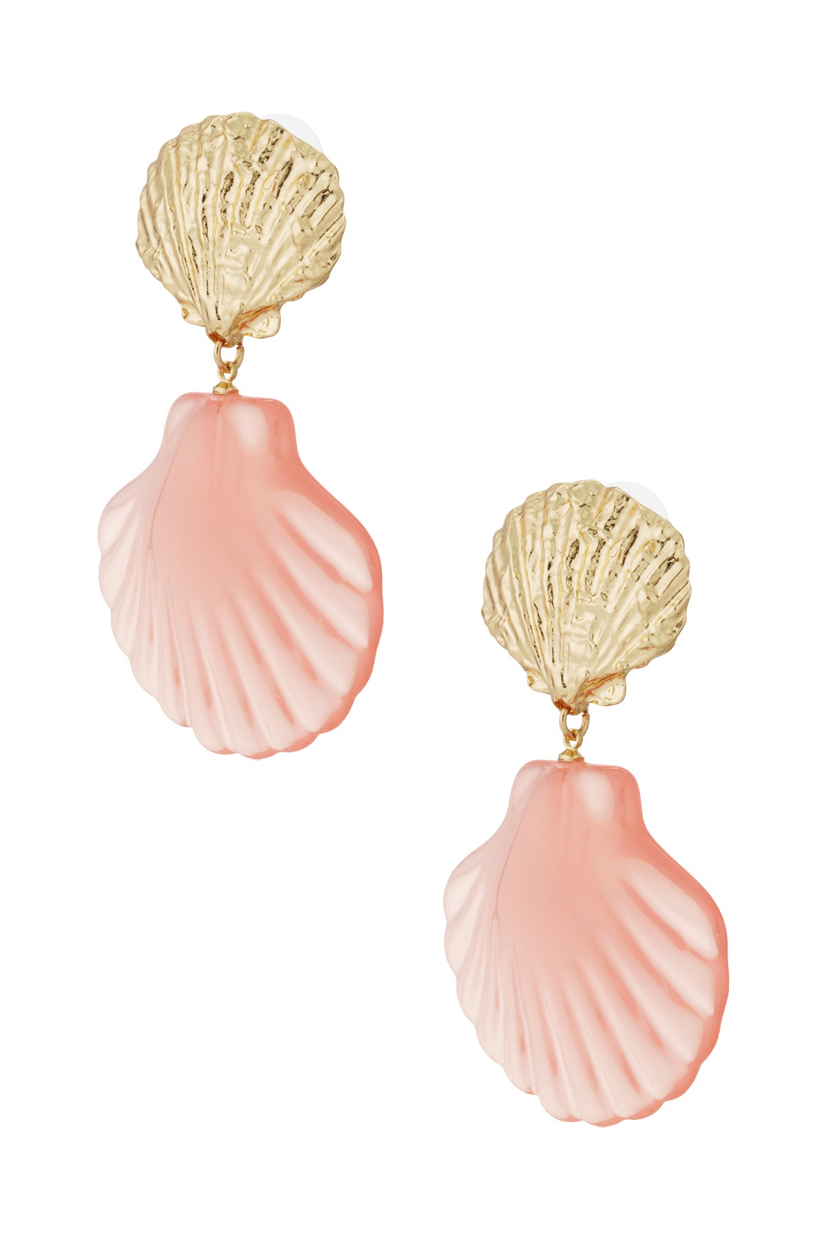 Schelp oorbellen roze