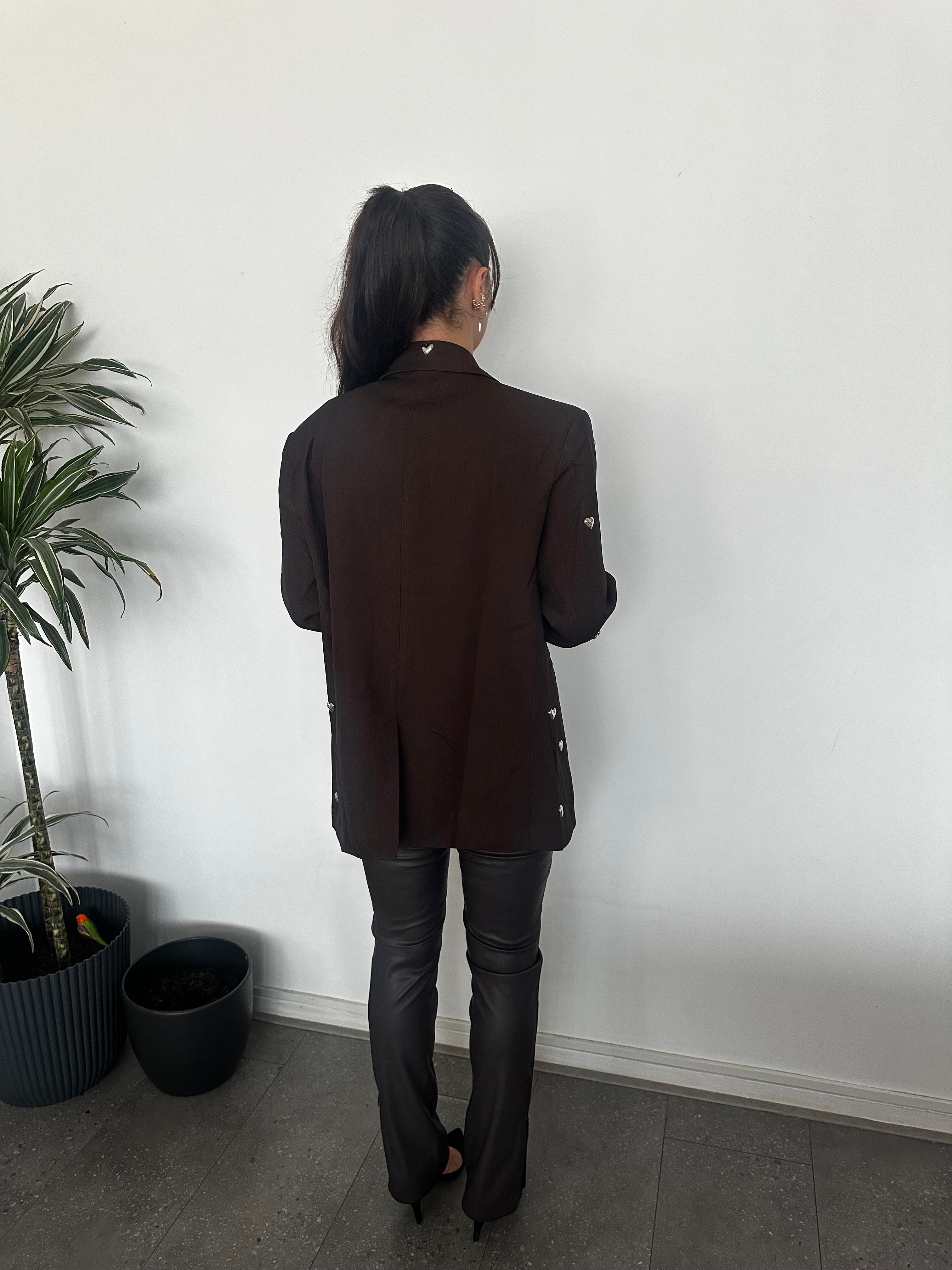 Milou bruine blazer met hartjes