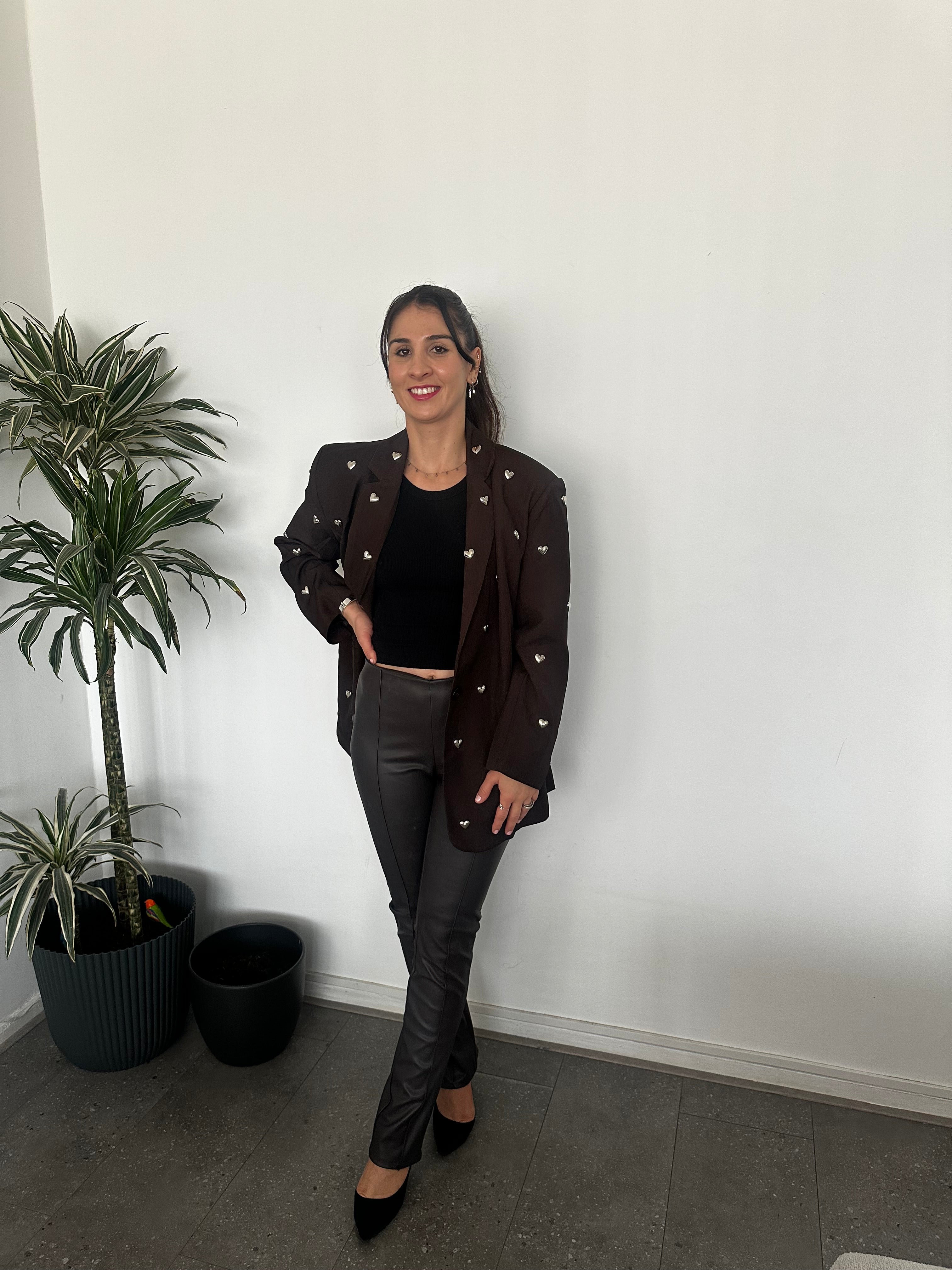 Milou bruine blazer met hartjes