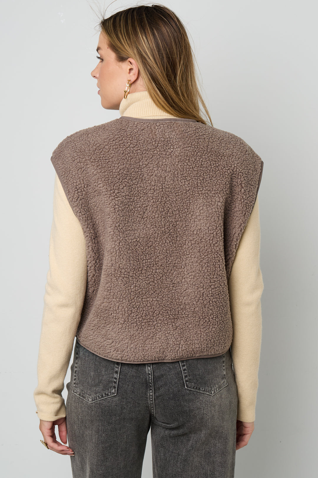 Fluffy teddy gilet bruin