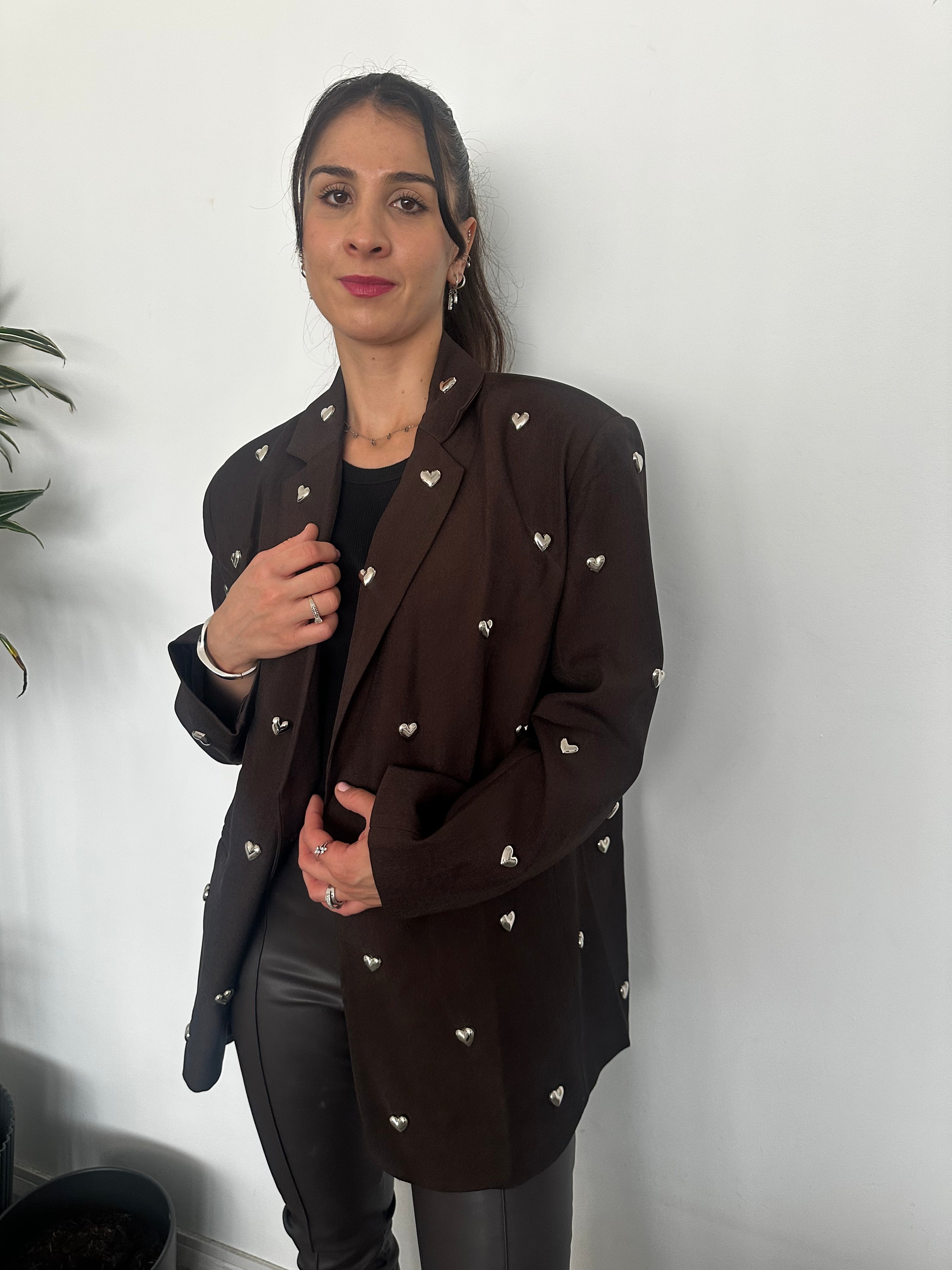 Milou bruine blazer met hartjes